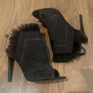 Top shop Black Lace Open Toe Heels. Size 38